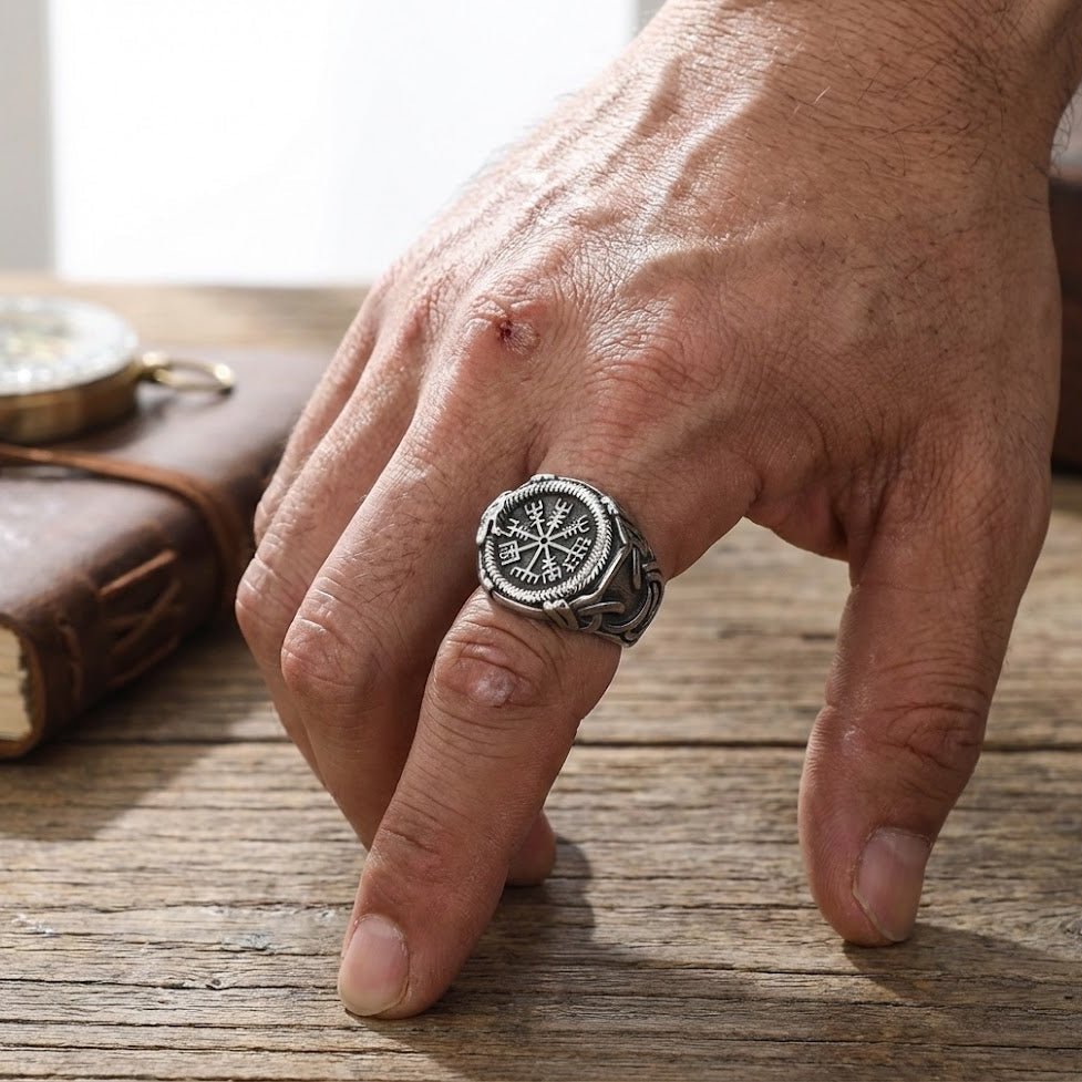 Bague Viking Vegvisir Protection Homme Cadeau - Biloria