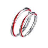 Bagues couple argent avec liseré rouge - Symbole d'amour - Biloria