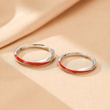Bagues couple argent avec liseré rouge - Symbole d'amour - Biloria