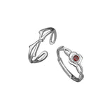 Bagues Couple Épines et Rose Argent 925 Ajustables - Biloria