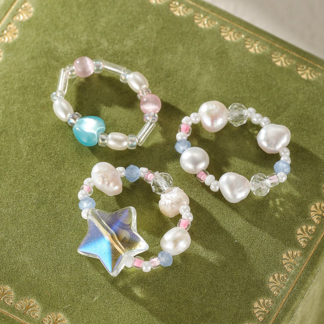 Bagues Enfant Perles Colorées – Triangle, Cœur, Étoile - Biloria