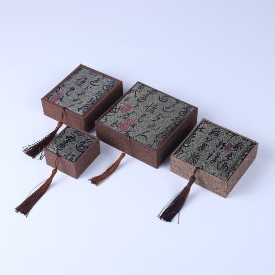 Boîte Cadeau Lin Vert Foncé – Écrin Zen pour Bijoux - Biloria