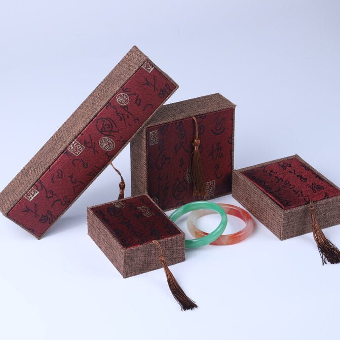 Boîte Cadeau Rouge en Lin pour Bijoux - 4 Tailles - Biloria