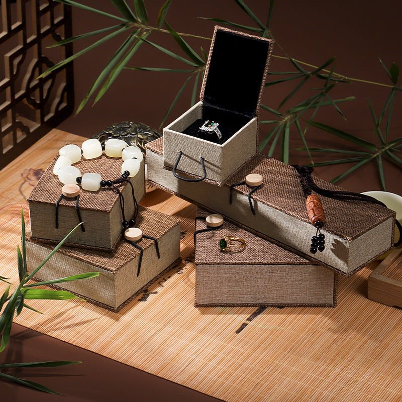 Boîte Cadeau Zen en Lin Beige pour Bijoux - Biloria