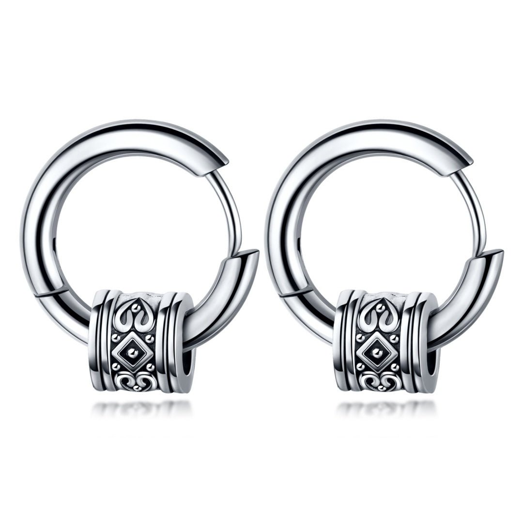 Boucle d'Oreille Anneau Viking pour Homme – Motif Totem - Biloria