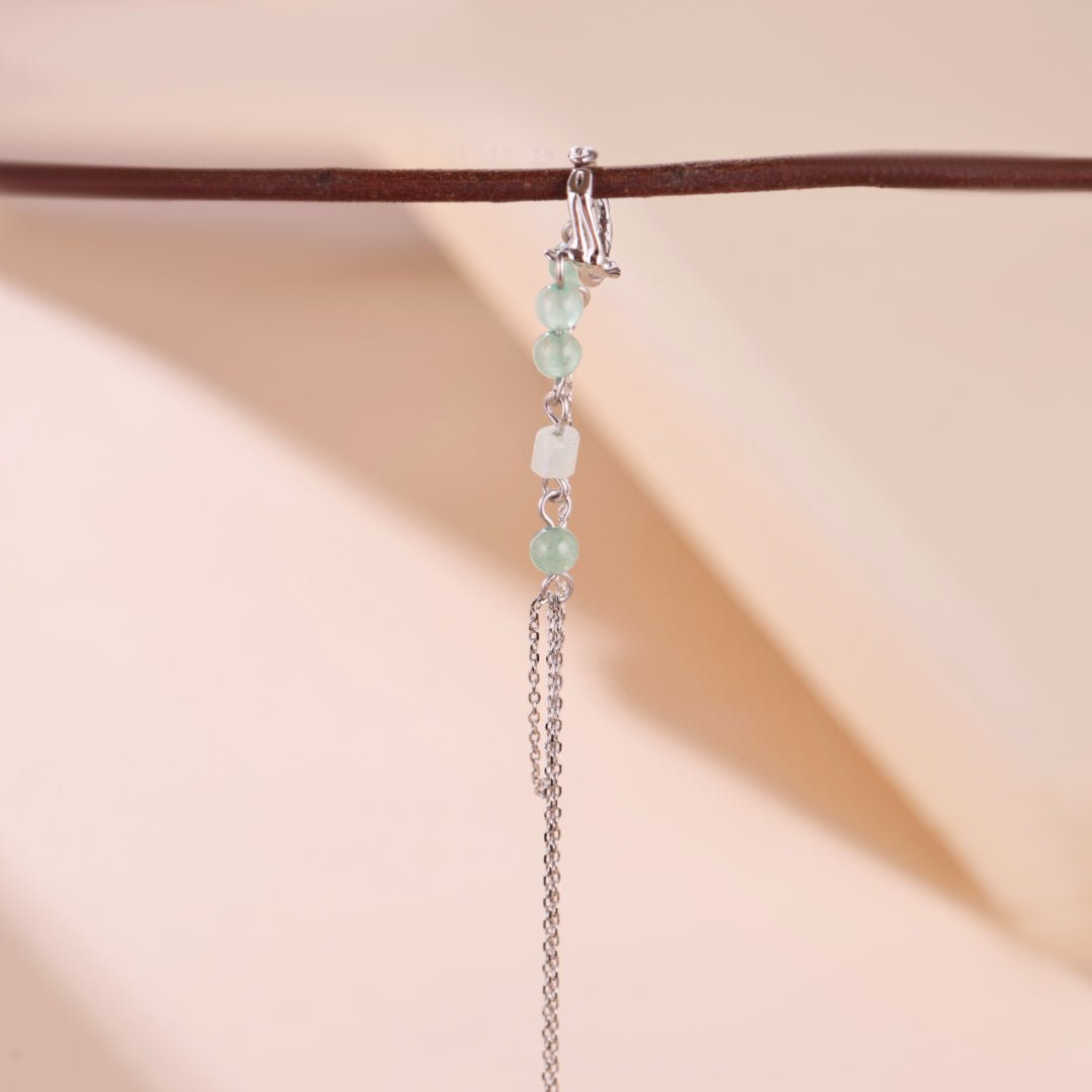 Boucle d'Oreille Aventurine Bambou Argent 925 - Biloria