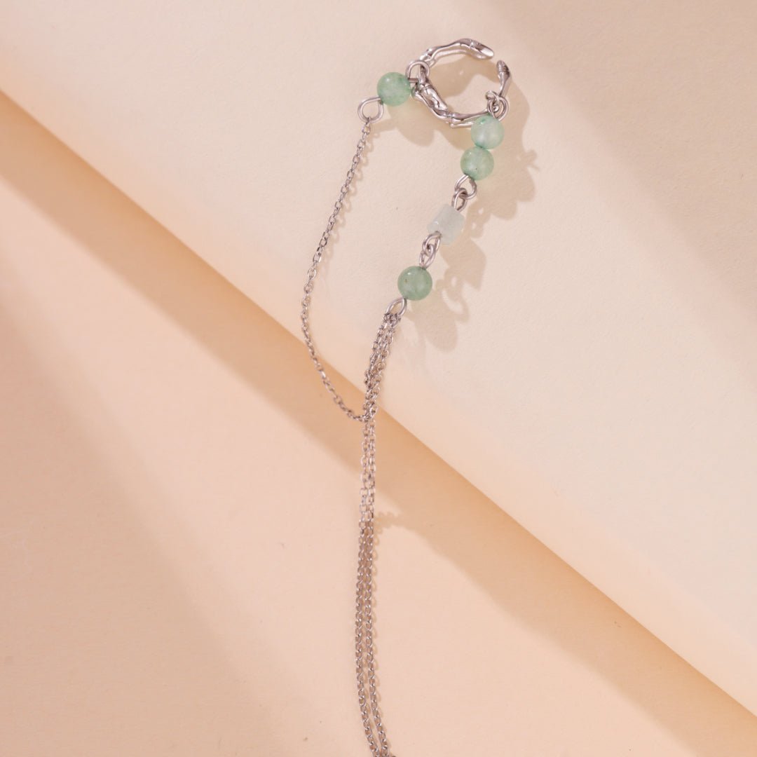Boucle d'Oreille Aventurine Bambou Argent 925 - Biloria
