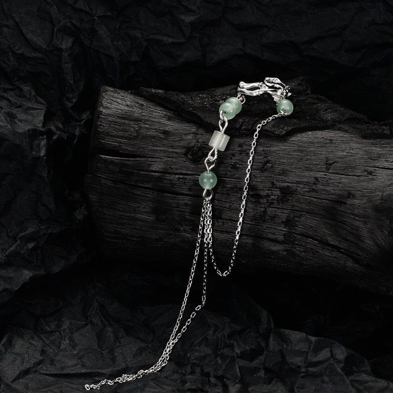Boucle d'Oreille Aventurine Bambou Argent 925 - Biloria