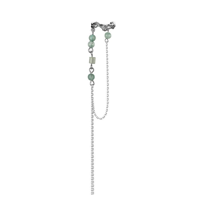 Boucle d'Oreille Aventurine et Bambou en Argent 925 – Sérénité - Biloria
