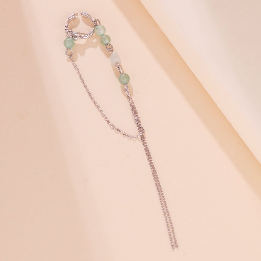 Boucle d'Oreille Aventurine et Bambou en Argent 925 – Sérénité - Biloria