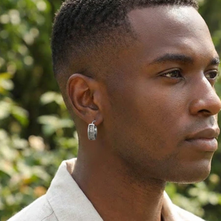 Boucle d'Oreille Homme Acier 316L Motif Géométrique - Biloria