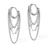 Boucle d'Oreille Homme Chaînes Multiples Acier Inoxydable - Biloria