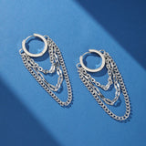 Boucle d'Oreille Homme Chaînes Multiples Acier Inoxydable - Biloria