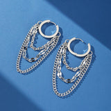 Boucle d'Oreille Homme Chaînes Multiples Acier Inoxydable - Biloria