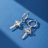 Boucle d'Oreille Homme Croix et Anneau Acier Inoxydable - Biloria