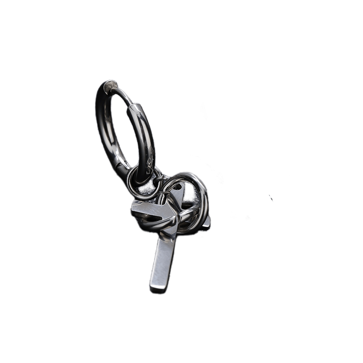 Boucle d'Oreille Homme Croix Lien Éternel Acier Inoxydable - Biloria