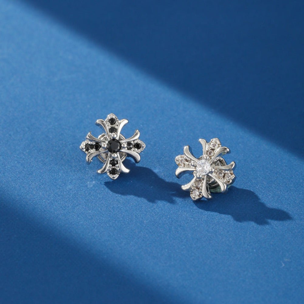 Boucle d'Oreille Homme Croix Magnétique Zircons Acier Inoxydable - Biloria
