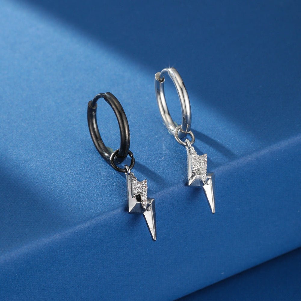 Boucle d'Oreille Homme Éclair – Bijou Acier Inoxydable - Biloria
