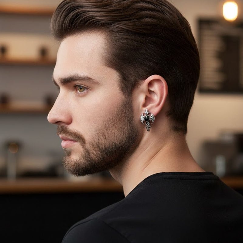 Boucle d'Oreille Homme Lame Sombre Acier Inoxydable - Biloria