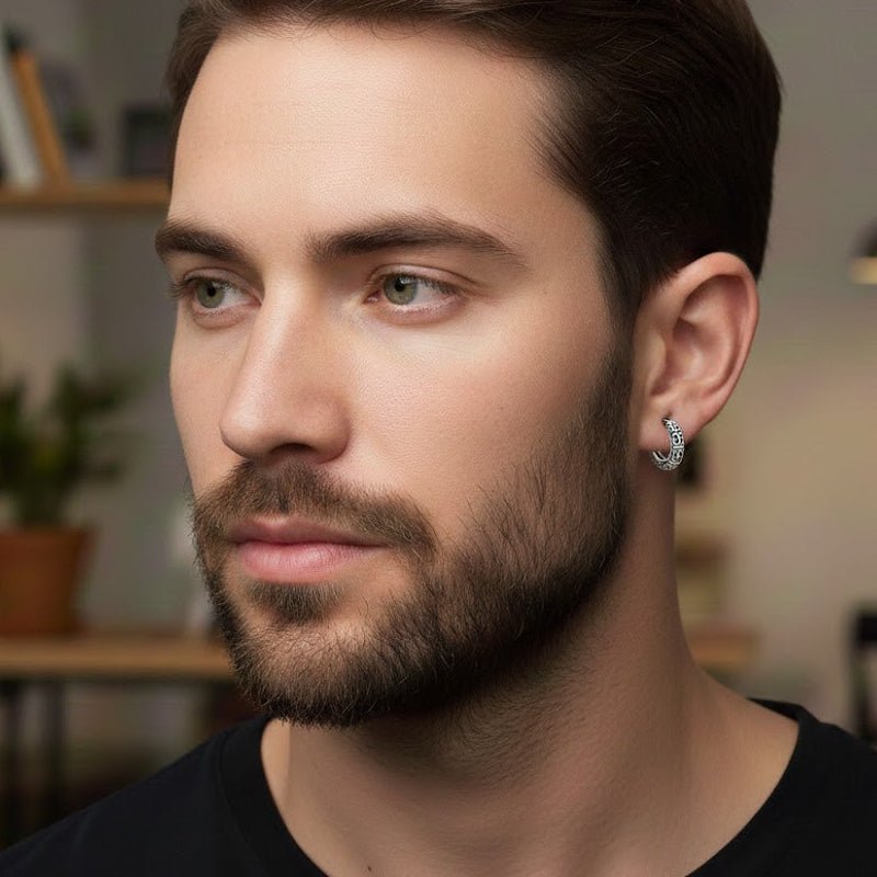 Boucle d'Oreille Homme Viking Motif Tribal Acier Inoxydable - Biloria