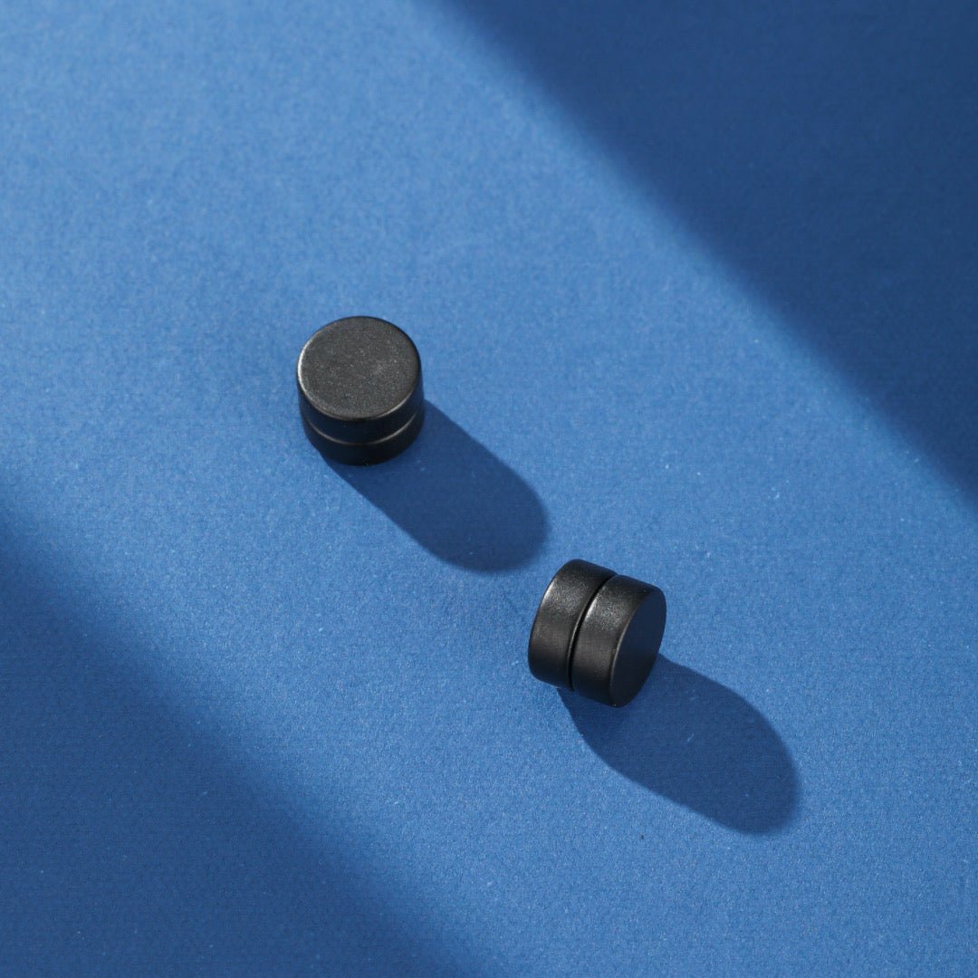 Boucle d'Oreille Magnétique Homme Cercle Noir - Biloria