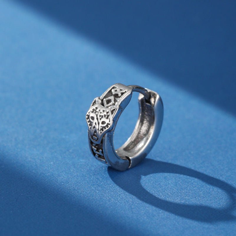 Boucle d'Oreille Viking avec Crâne et Runes - Biloria