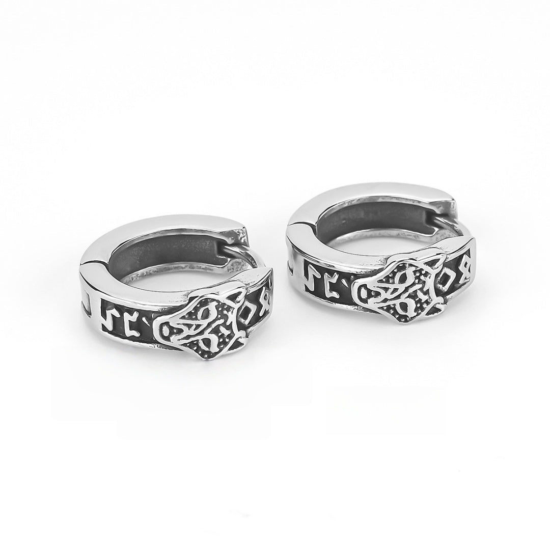 Boucle d'Oreille Viking Crâne Rune – Protection et Force - Biloria