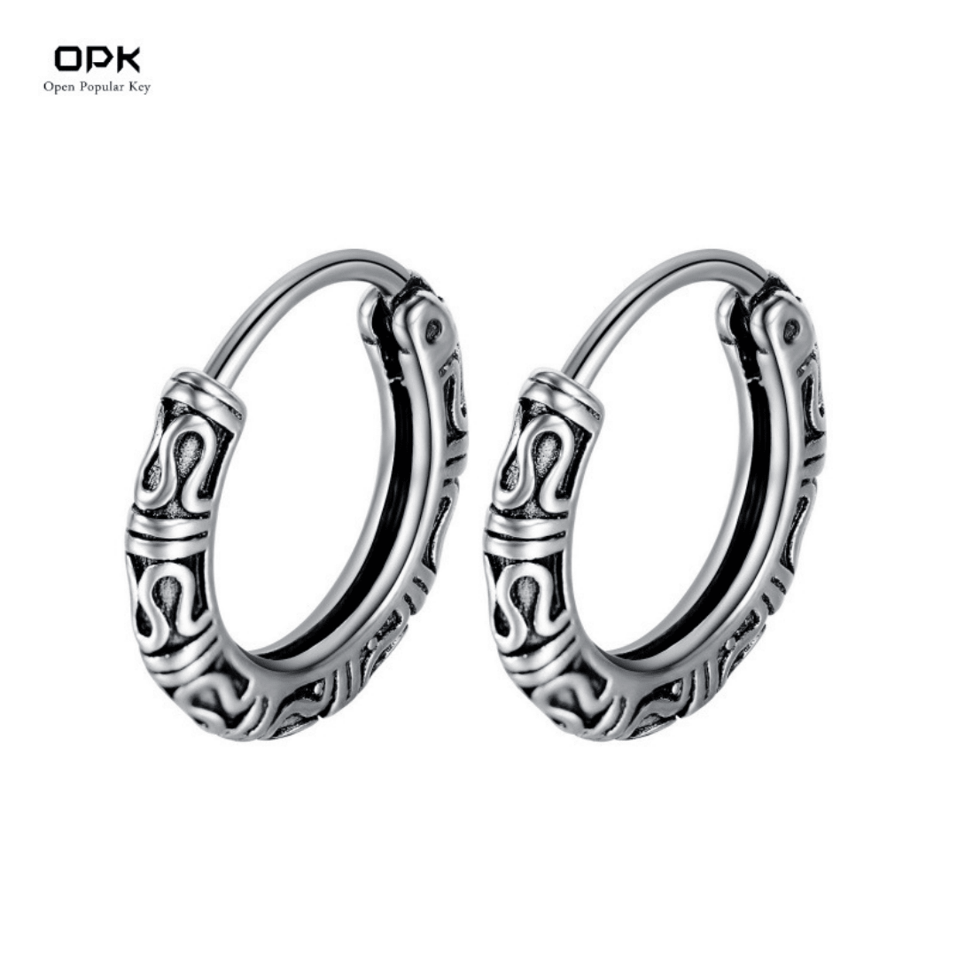 Boucle Oreille Homme Viking Acier 316L Motif Tribal - Biloria