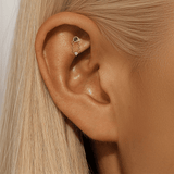 Boucles d'Oreille Agate Mousse Chaîne Élémentaire Argent Plaqué Or - Biloria