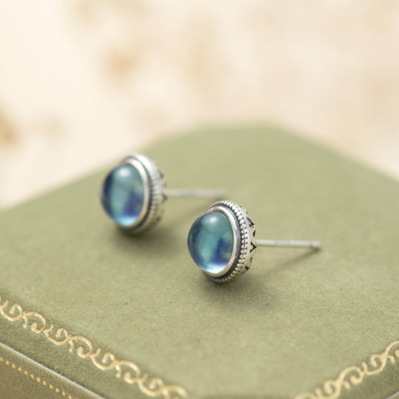Boucles d'Oreilles Aigue Marine – Azur Élégance, Argent 925 - Biloria