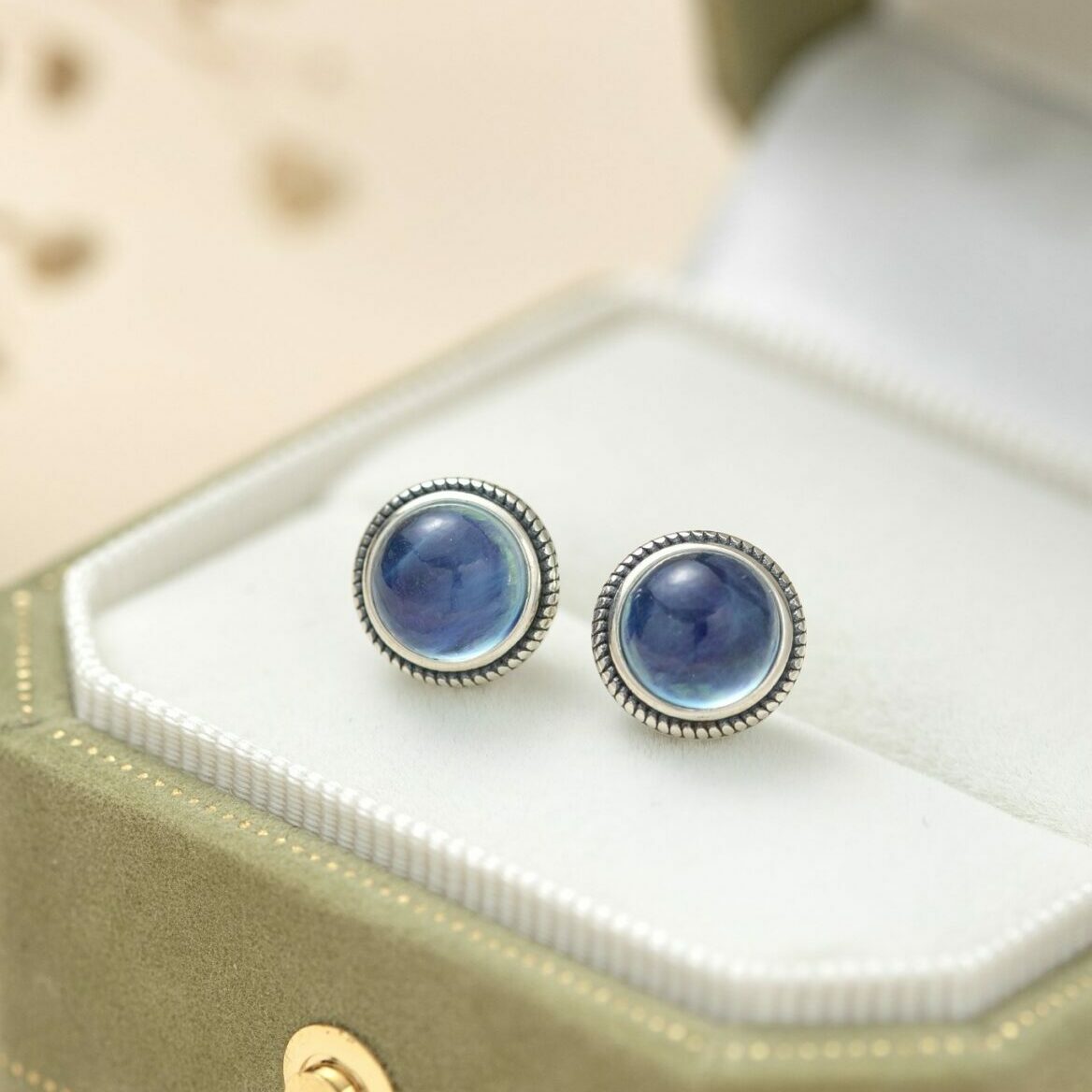 Boucles d'Oreilles Aigue Marine – Azur Élégance, Argent 925 - Biloria