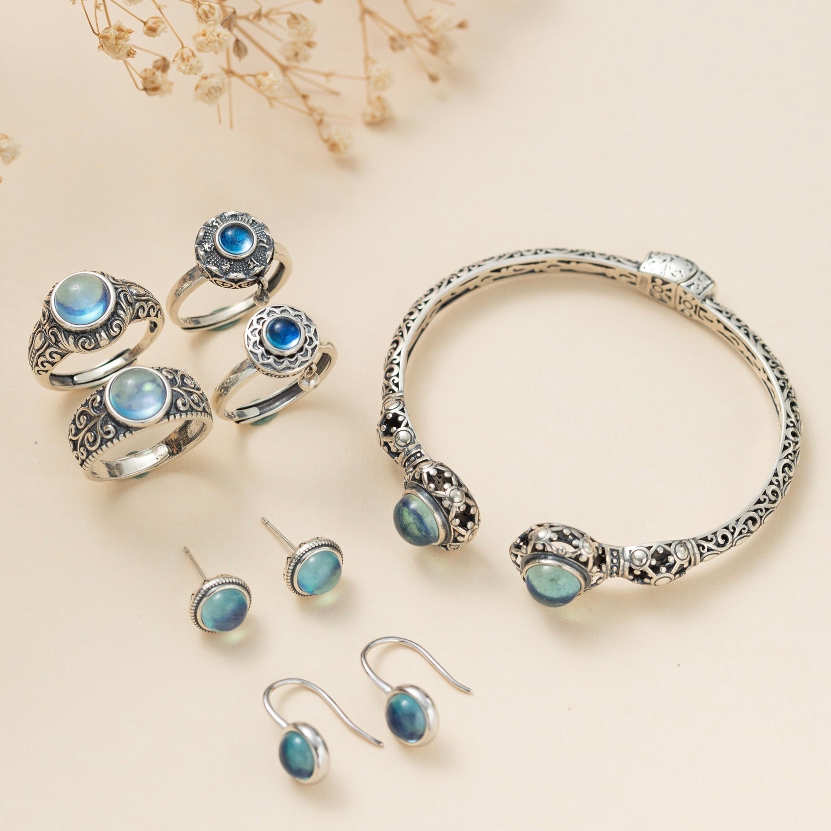 Boucles d'Oreilles Aigue Marine – Azur Élégance, Argent 925 - Biloria