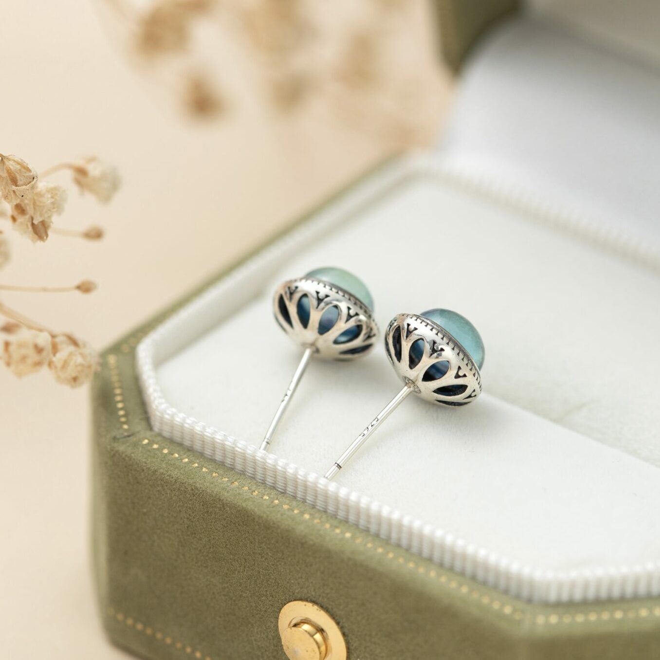 Boucles d'Oreilles Aigue Marine – Azur Élégance, Argent 925 - Biloria