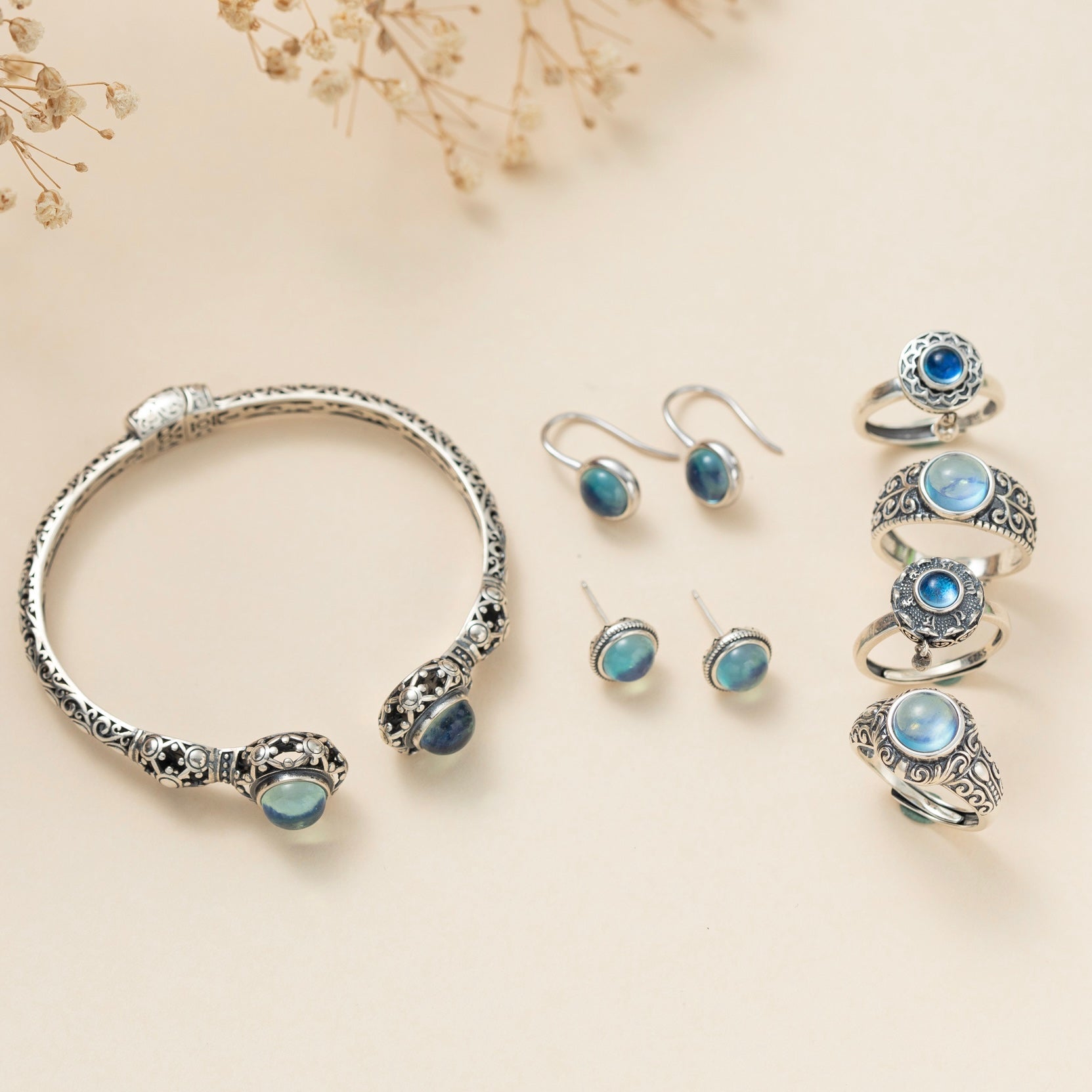 Boucles d'Oreilles Aigue Marine – Azur Élégance, Argent 925 - Biloria