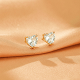 Boucles d'oreilles Aigue marine cœur serein argent plaqué or - Biloria