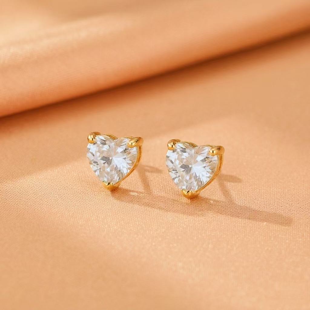 Boucles d'oreilles Aigue marine cœur serein argent plaqué or - Biloria