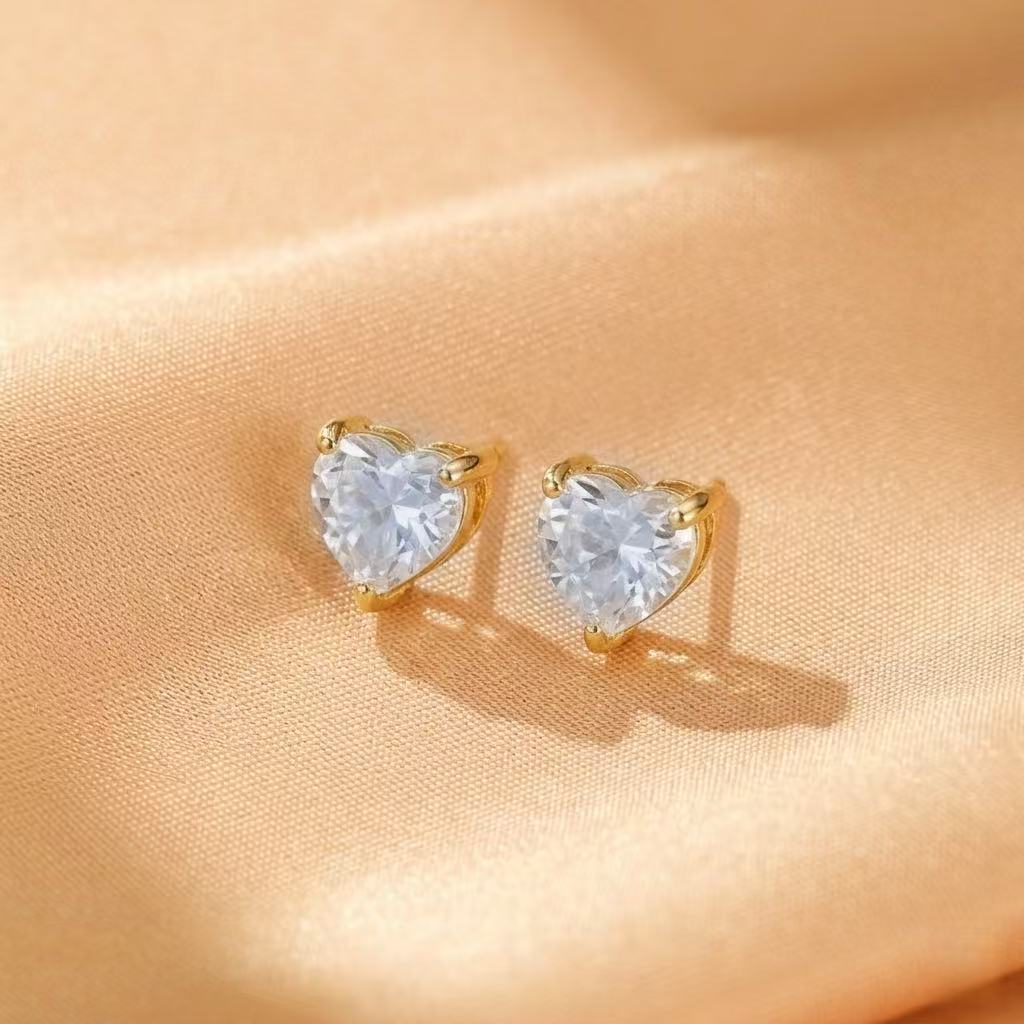 Boucles d'oreilles Aigue marine cœur serein argent plaqué or - Biloria