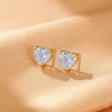Boucles d'oreilles Aigue marine cœur serein argent plaqué or - Biloria