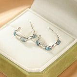 Boucles d'oreilles Aigue marine créoles Argent 925 – Calme et sérénité - Biloria