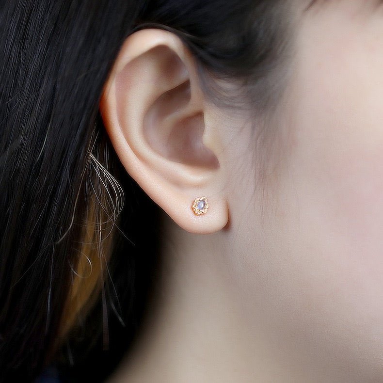 Boucles d'Oreilles Aigue Marine Dorées – Bijou Pierre Naturelle - Biloria