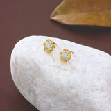 Boucles d'Oreilles Aigue Marine Dorées – Bijou Pierre Naturelle - Biloria