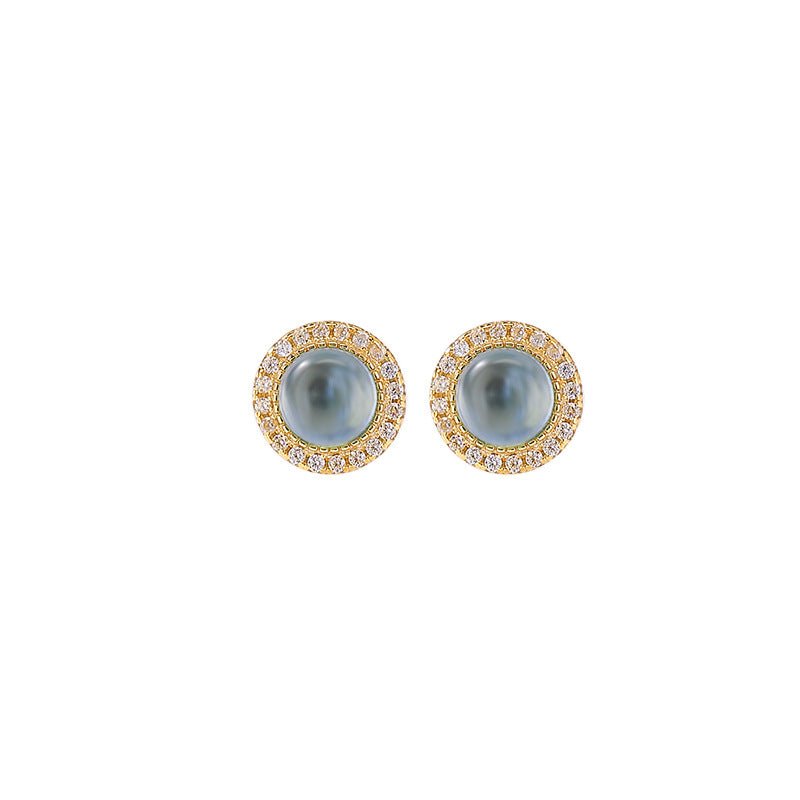 Boucles d'oreilles Aigue Marine en Argent Plaqué Or – Éclat Céleste - Biloria