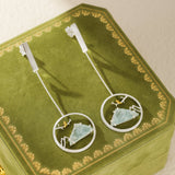 Boucles d'Oreilles Aigue Marine et Oiseau Argent ou Or - Biloria