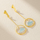 Boucles d'Oreilles Aigue Marine et Oiseau Argent ou Or - Biloria