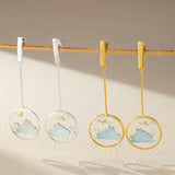 Boucles d'Oreilles Aigue Marine et Oiseau Argent ou Or - Biloria