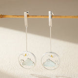 Boucles d'Oreilles Aigue Marine et Oiseau Argent ou Or - Biloria