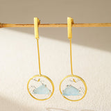 Boucles d'Oreilles Aigue Marine et Oiseau Argent ou Or - Biloria