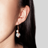 Boucles d'oreilles Aigue-marine et Perle – Sérénité et Élégance - Biloria