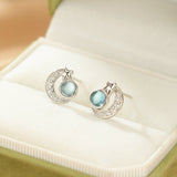 Boucles d'oreilles Aigue marine Étoile Lunaire - Argent S925 - Biloria