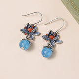 Boucles d'Oreilles Aigue Marine Lotus Argent 925 Sérénité - Biloria